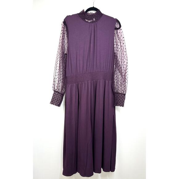 Boden Plum Tulle Sleeve Midi Dress in Fig Size 14 NWT - Picture 5 of 16